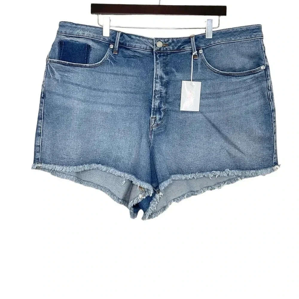 Good American Jean Shorts Blue Cut Off Plus Size 24